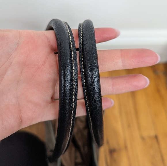 Prada dark olive green canvas and black leather shoulder bag - Picture 10 of 17